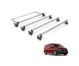 Van Demon Rhino Kammbar Fleet 4 Roof Bars Roof Rack & Rear Ladder Roller Bundle for Mercedes Vito 2015+ - Only Fits Compact/Long Wheelbase Models
