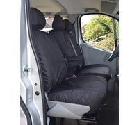 Van Demon Tailored Seat Covers for Vauxhall Vivaro (2001-2014) [Driver Seat + Double Passenger Seat (With Armrest)] Airbag Compatible, Heavy-Duty Work Seat Protection Accessories