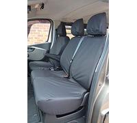 Van Demon Tailored Seat Covers for Vauxhall Vivaro (Crew Cab) Sportive (2014-2019) [Driver Seat + Double Passenger Seat] Airbag Compatible, Heavy-Duty Work Seat Protection Accessories