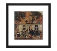 Van Der Burch Conferring Degree University Of Leiden 8X8 Inch Square Wooden Framed Wall Art Print Picture with Mount Artery8 Black One Size