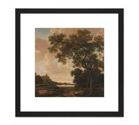 Van Der Haagen Landscape Schwanenturm Kleve 8X8 Inch Square Wooden Framed Wall Art Print Picture with Mount Artery8 Black One Size