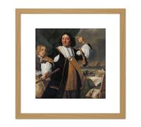 Van Der Helst Aert Van Nes Vice Admiral Painting 8X8 Inch Square Wooden Framed Wall Art Print Picture with Mount Artery8 Light Oak One Size