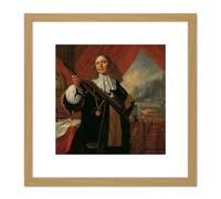Van Der Helst Portrait Johan De Liefde Admiral 8X8 Inch Square Wooden Framed Wall Art Print Picture with Mount Artery8 Light Oak One Size