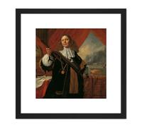 Van Der Helst Portrait Johan De Liefde Admiral 8X8 Inch Square Wooden Framed Wall Art Print Picture with Mount Artery8 Black One Size