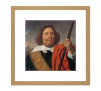 Van Der Helst Vice Admiral Cortenaer 8X8 Inch Square Wooden Framed Wall Art Print Picture with Mount Artery8 Light Oak One Size