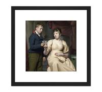 Van Der Kooi The Love Letter Child And Woman 8X8 Inch Square Wooden Framed Wall Art Print Picture with Mount Artery8 Black One Size