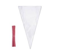 Van Der Linn 3 Size Cellophane Cone Bag CHOOSE Metallic TWIST TIE Party Cello 25PCS PACK (25PCS Medium Cello Bag (Red Polka dot Twist ties))