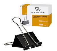 Van Der Linn 51mm Black Bulldog Foldback Clips Metal Paper Binder Grip (5)