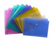 Van Der Linn A4 Plastic Wallet Clear Durable Document Sleeves for Paper Files & Organizer (5 Colours - 2PCS Each)