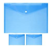 Van Der Linn A4 Plastic Wallet Clear Durable Document Sleeves Paper Organizer (Blue (3PCS))