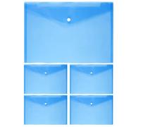 Van Der Linn A4 Plastic Wallet Clear Durable Document Sleeves Paper Organizer (Blue (5PCS))