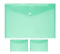 Van Der Linn A4 Plastic Wallet Clear Durable Document Sleeves Paper Organizer (Green (3PCS))
