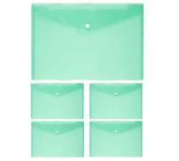 Van Der Linn A4 Plastic Wallet Clear Durable Document Sleeves Paper Organizer (Green (5PCS))