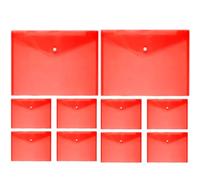 Van Der Linn A4 Plastic Wallet Clear Durable Document Sleeves Paper Organizer (Red (10PCS))