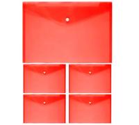 Van Der Linn A4 Plastic Wallet Clear Durable Document Sleeves Paper Organizer (Red (5PCS))