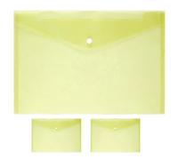 Van Der Linn A4 Plastic Wallet Clear Durable Document Sleeves Paper Organizer (Yellow (3PCS))