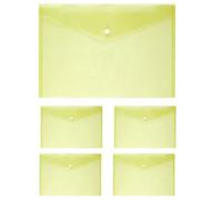 Van Der Linn A4 Plastic Wallet Clear Durable Document Sleeves Paper Organizer (Yellow (5PCS))