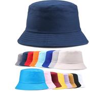 Van Der Linn Adults Cotton Bucket Hat Fishing Fisher Beach Festival Sun Creative (Dark Blue)