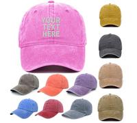Van Der Linn Embroidered Personalised Denim Baseball Cap Custom Hat Unisex Cotton Adjustable (Cotton, Pink)