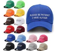 Van Der Linn Embroidered Please BE Patient I Have Autism Baseball Cap HAT Cotton Unisex (Black)