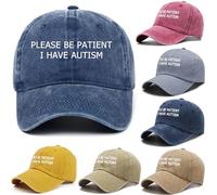 Van Der Linn Embroidered Please BE Patient I Have Autism Denim Baseball Cap Hat Unisex Cotton (Grey)