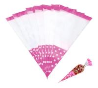 Van Der Linn Large Polka Dot Cellophane Cone Bags Cellophane Bags Twist Ties Party Sweet (Pink (200pcs))