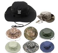 Van Der Linn Personalised Embroidered Boonie Jungle Hat Bucket Premium US Army Sun Cap GI Men (Cotton, Black)