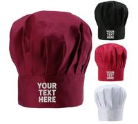 Van Der Linn Personalised Embroidered Chef Hat Baker Restaurant Hotel Professional Work Wear Kitchen Chef Cap (Polyester, Maroon)