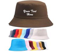 Van Der Linn Personalised Embroidered Cotton Adult Fisherman Bucket Hat Men Women (Brown)
