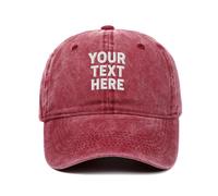 Van Der Linn Personalised Embroidered Denim Baseball Cap Custom Hat Unisex Cotton Adjustable (Cotton, Burgundy)