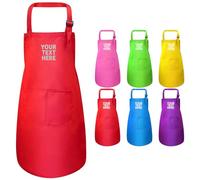 Van Der Linn Personalised Embroidered Junior Adult Adjustable Length Apron Art Cooking Gardening (Red (JUNIOR SIZE M))