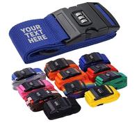 Van Der Linn Personalised Embroidered Name Luggage Strap Strong Extra Safety Adjustable (Dark Blue with LOCK)