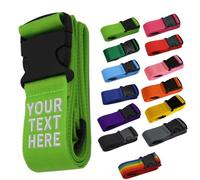 Van Der Linn Personalised Embroidered Name Luggage Strap Strong Extra Safety Adjustable (Green w/o LOCK)
