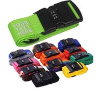 Van Der Linn Personalised Embroidered Name Luggage Strap Strong Extra Safety Adjustable (Green with LOCK)