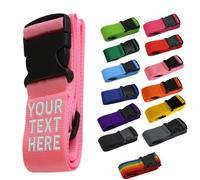 Van Der Linn Personalised Embroidered Name Luggage Strap Strong Extra Safety Adjustable (Pink w/o LOCK)