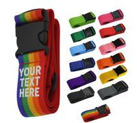 Van Der Linn Personalised Embroidered Name Luggage Strap Strong Extra Safety Adjustable (Rainbow w/o LOCK)