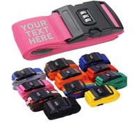 Van Der Linn Personalised Embroidered Name Luggage Strap Strong Extra Safety Adjustable (Rose with LOCK)