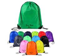 Van Der Linn Personalised Embroidered NAME Waterproof Drawstring Bag Sport Backpack (Dark Green)