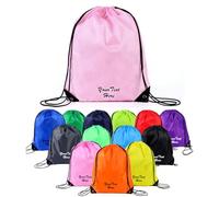 Van Der Linn Personalised Embroidered NAME Waterproof Drawstring Bag Sport Backpack (Pink)