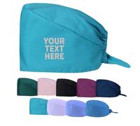 Van Der Linn Personalised Embroidered Surgical Scrub Cap Cotton Adjustable Scrub Hat (Cotton, Lake Blue)