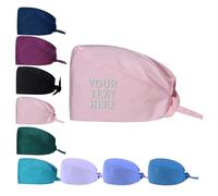 Van Der Linn Personalised Embroidered Surgical Scrub Cap Cotton Adjustable Scrub Hat (Cotton, Pink)