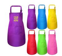 Van Der Linn Personalised Embroidered VDL Kids Apron With Pocket Unisex Kitchen Bib Baking Catering Art Craft (Red (Medium))