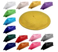 Van Der Linn Plain Beret Unisex Wool Warm French Hat (UK, Alpha, One Size, Colour 11 Yellow)