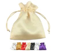 Van Der Linn Satin Gift Bags Drawstring Silky Jewellery Pouches Wedding Favour (Cream 8x10cm (1PC))