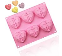 Van Der Linn Silicone 3D Heart Shape Giant Cake Mould Wax MELT Chocolate Baking SOAP (6Holes 3D Heart)