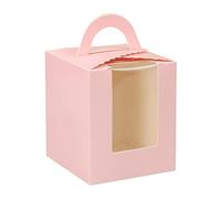 Van Der Linn Single Cupcake Boxes, Individual Cake Boxes With Display Window Box Cup Cakes (Pink (5boxes))