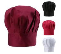 Van Der Linn VDL Chef Hat Baker Professional Restaurant Hotel Work Wear Kitchen Chef Cap (Polyester, Red (2PCS))