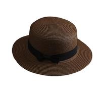 Van Der Linn Women Summer Beach Straw Sun Top Hats Ladies Foldable Bowknot Fedora Hat (Dark Brown)