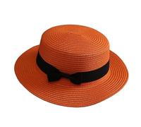Van Der Linn Women Summer Beach Straw Sun Top Hats Ladies Foldable Bowknot Fedora Hat (Orange)