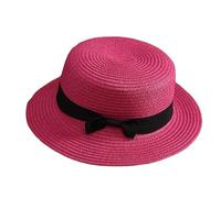 Van Der Linn Women Summer Beach Straw Sun Top Hats Ladies Foldable Bowknot Fedora Hat (Rose)